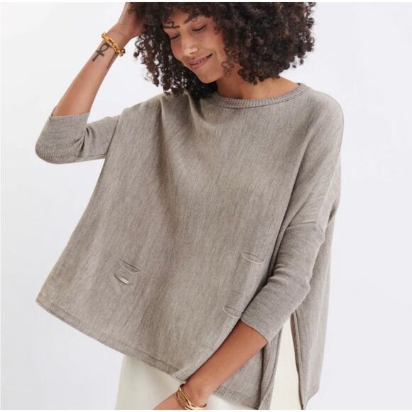 Mersea Sweaters - MERSEA Catalina Boxy Oversized Side Vents Neutral Lagenlook Driftwood Sweater OS